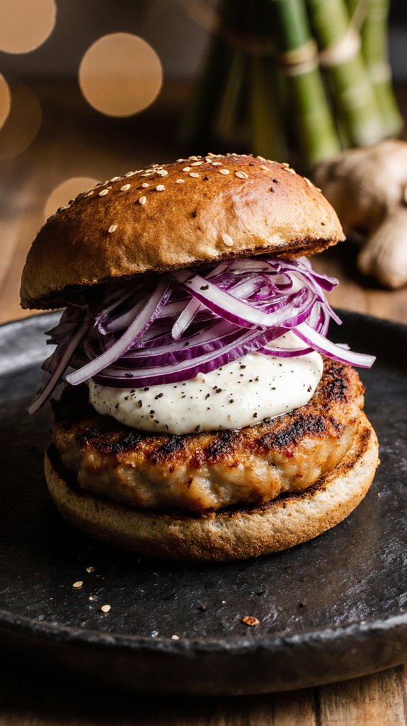 asian inspired salmon burger sides