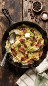 bacon infused fried cabbage dish