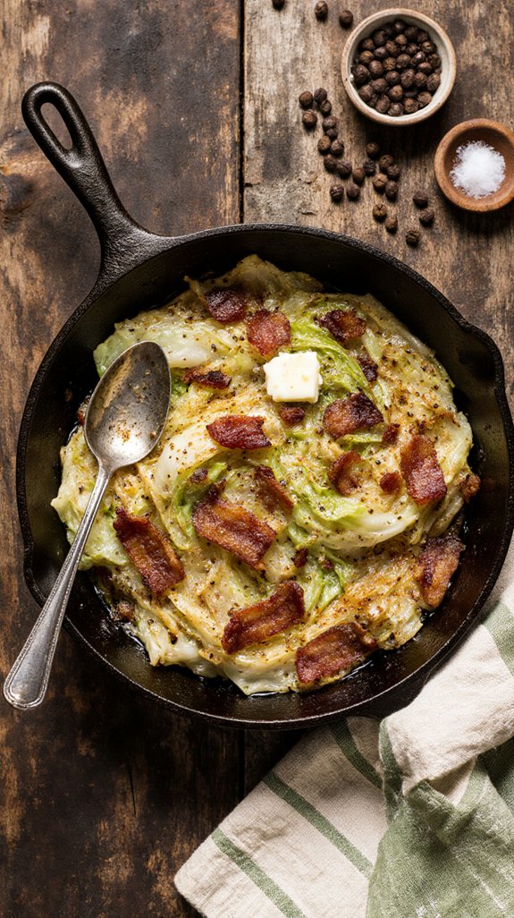 bacon infused fried cabbage dish