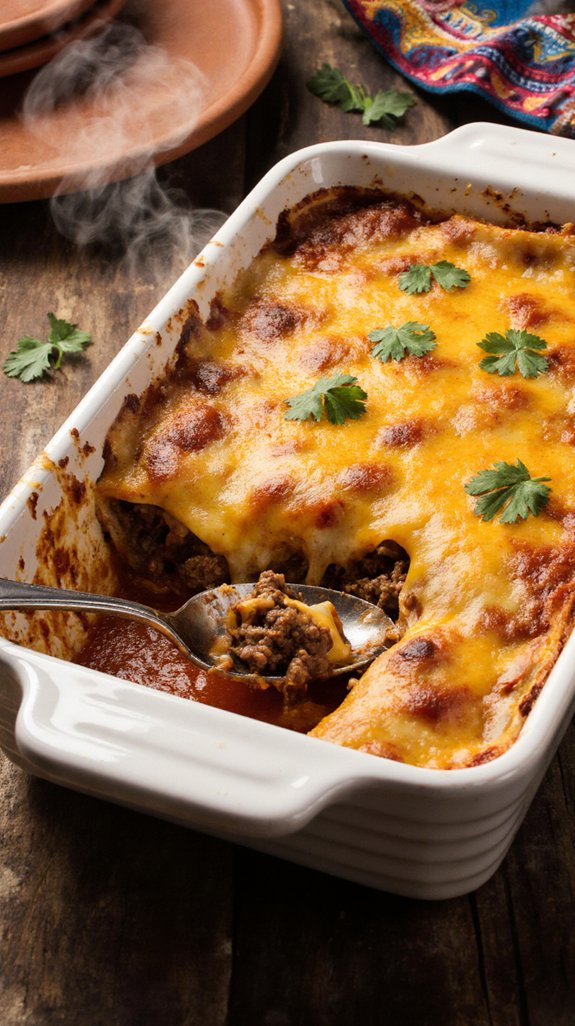 cheesy beef enchilada bake