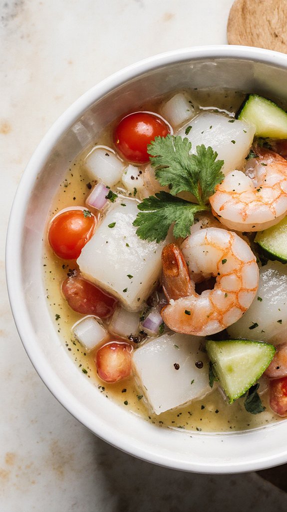 citrus marinated halibut shrimp ceviche