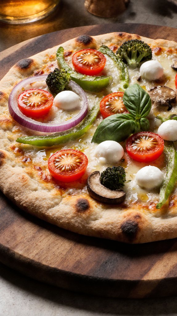 colorful healthy veggie pizza