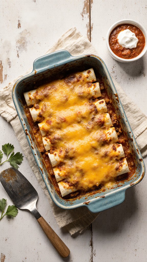 comforting cheesy beef enchiladas