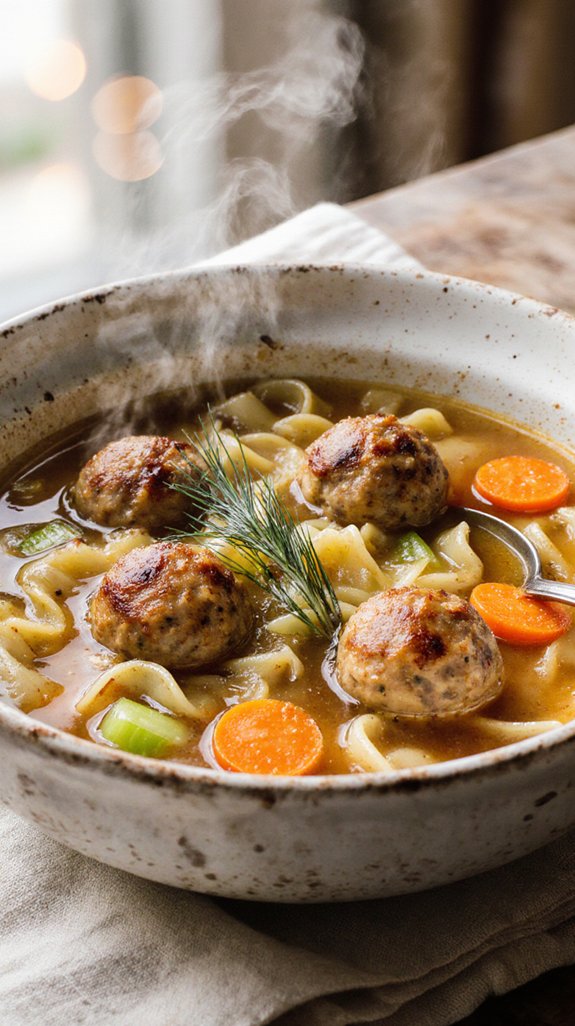 comforting chicken meatball soup