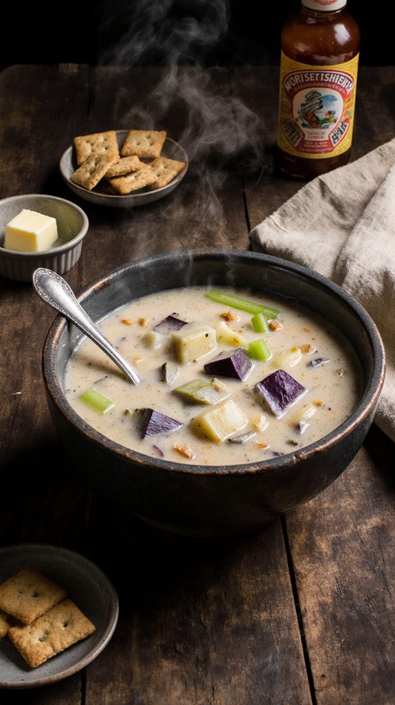 creamy eggplant oyster stew