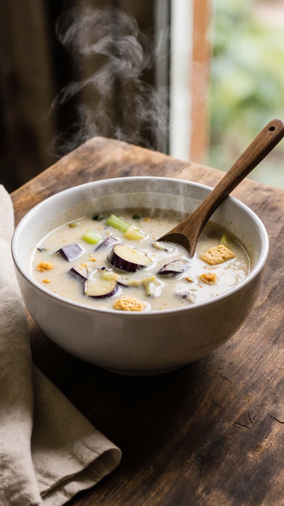 creamy eggplant oyster stew
