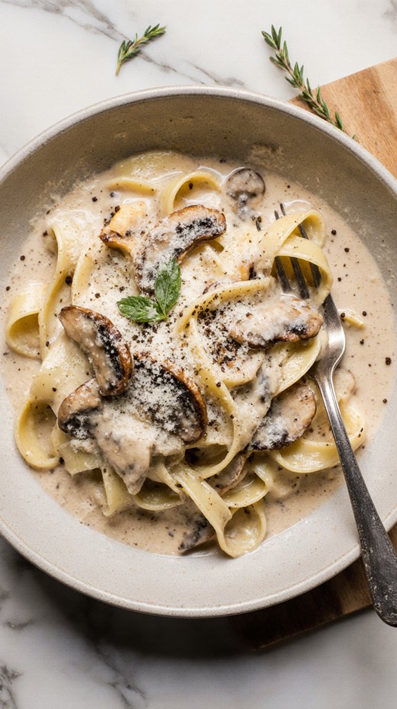 creamy mushroom pasta dish