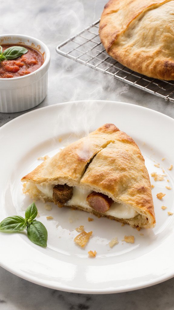 crispy calzones with fresh sides