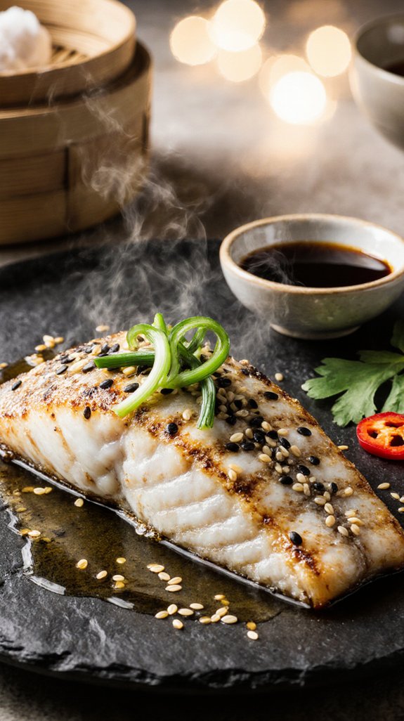 crispy sesame sea bass