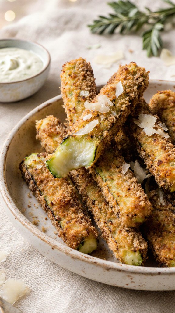 crispy zucchini with accompaniments