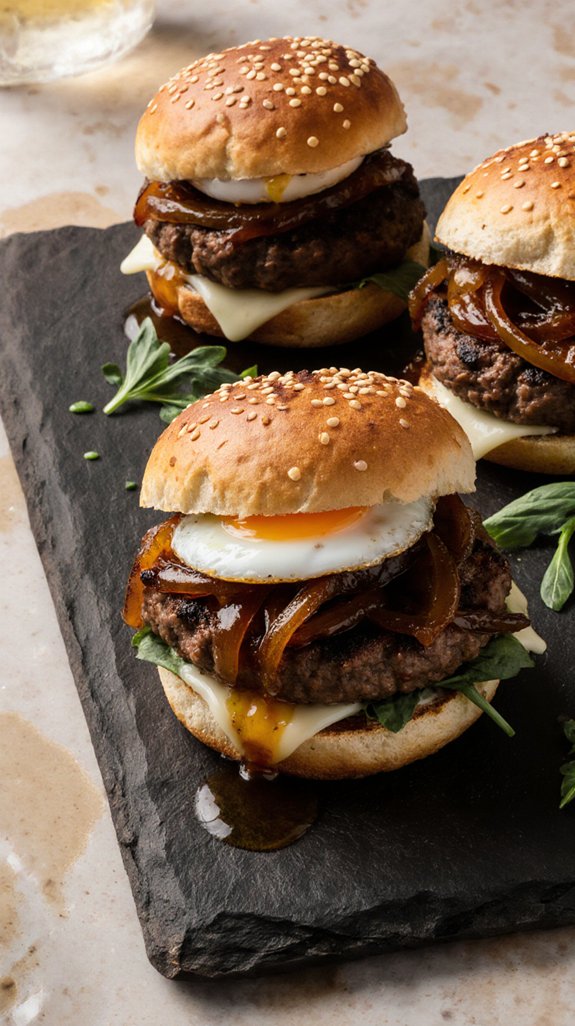 gourmet sliders with quail egg