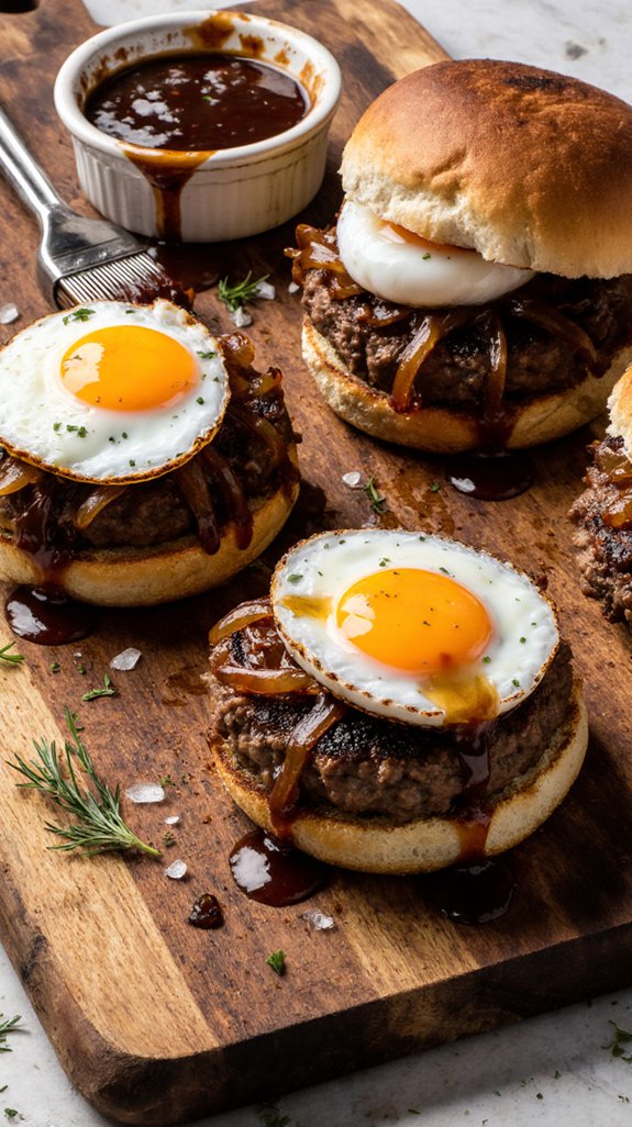 gourmet sliders with quail eggs