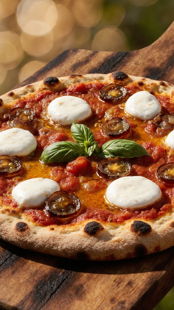 grilled pizza with roasted tomatoes