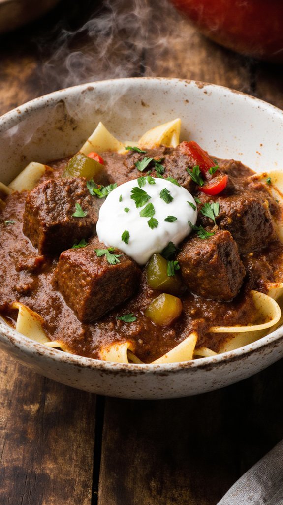 hearty flavorful beef goulash