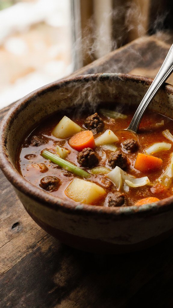 hearty hamburger soup preparation