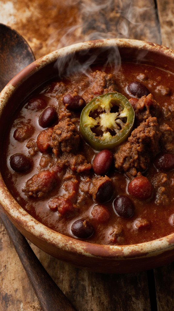 hearty slow cooked beef chili