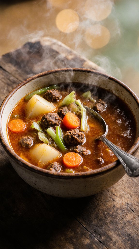 hearty soup with sides