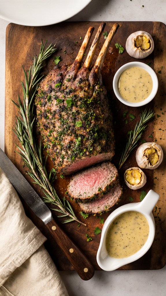 herb crusted lamb with garlic