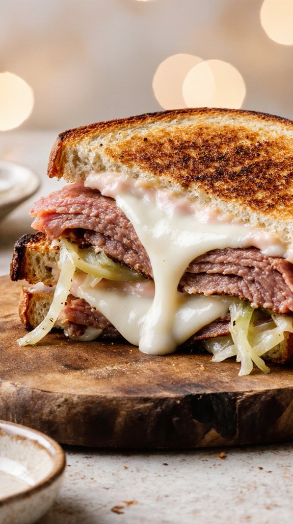 homemade reuben with mozzarella
