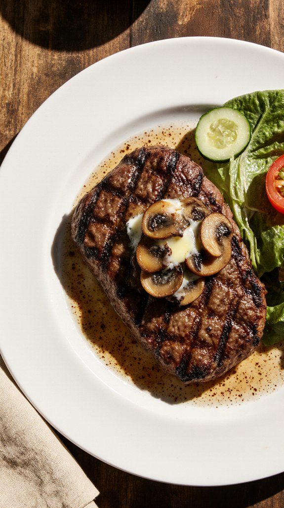 ribeye steak with mushrooms