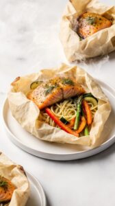 romantic salmon parchment dish