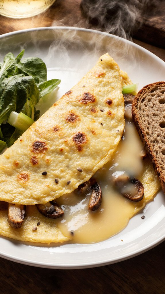savory mushroom cheddar omelette