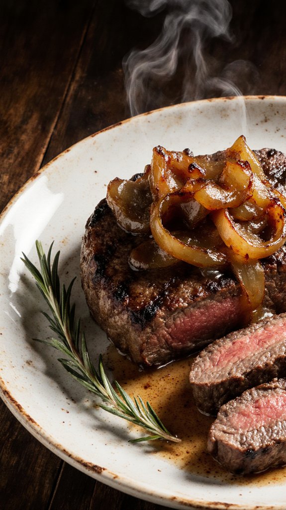 sizzling steak caramelized onions