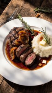 sizzling steak with onions