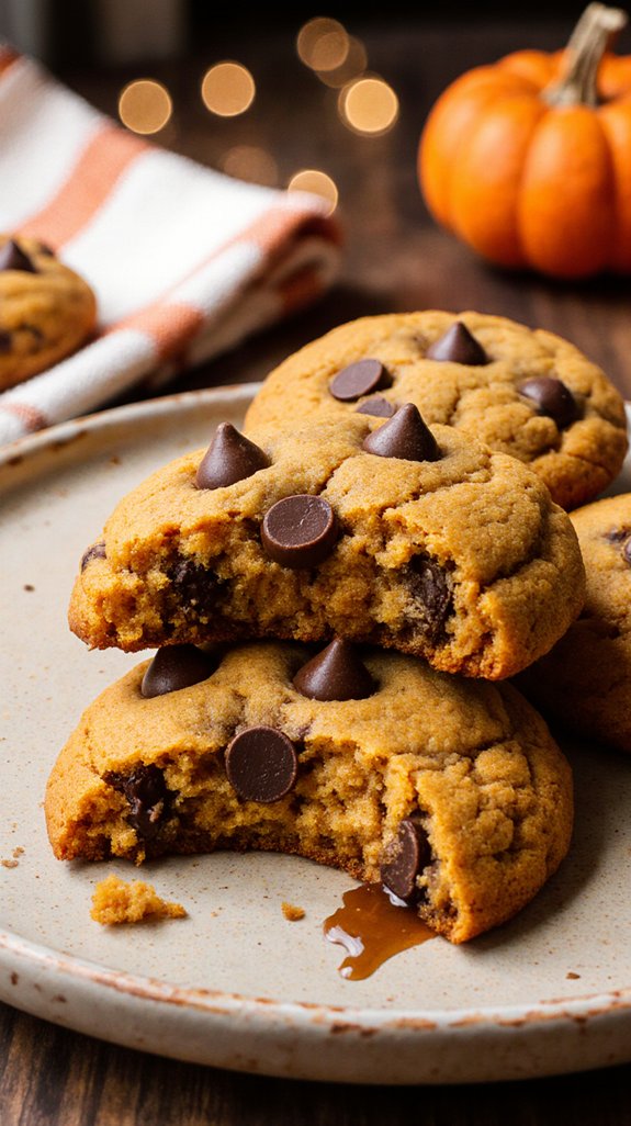 soft pumpkin chocolate chip cookies