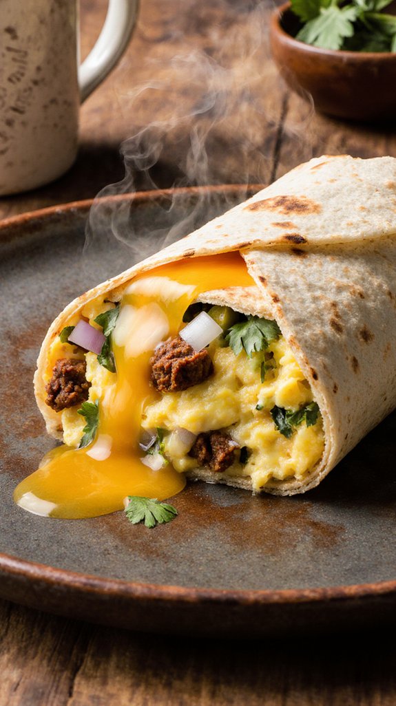 spicy chorizo breakfast burrito