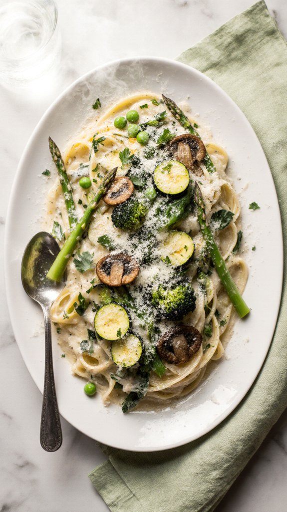 spring vegetable pasta dish