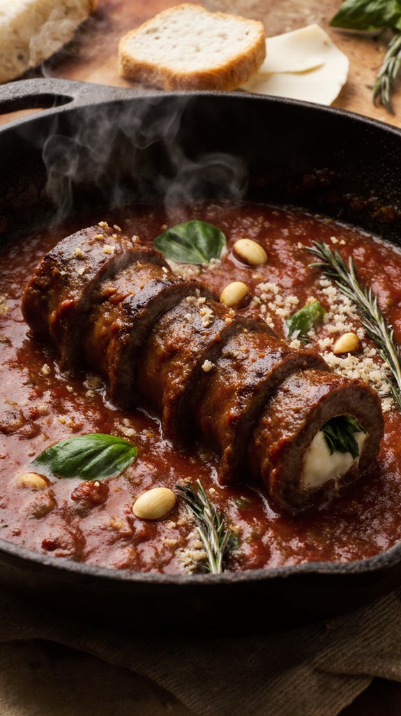 tender beef rolls simmered
