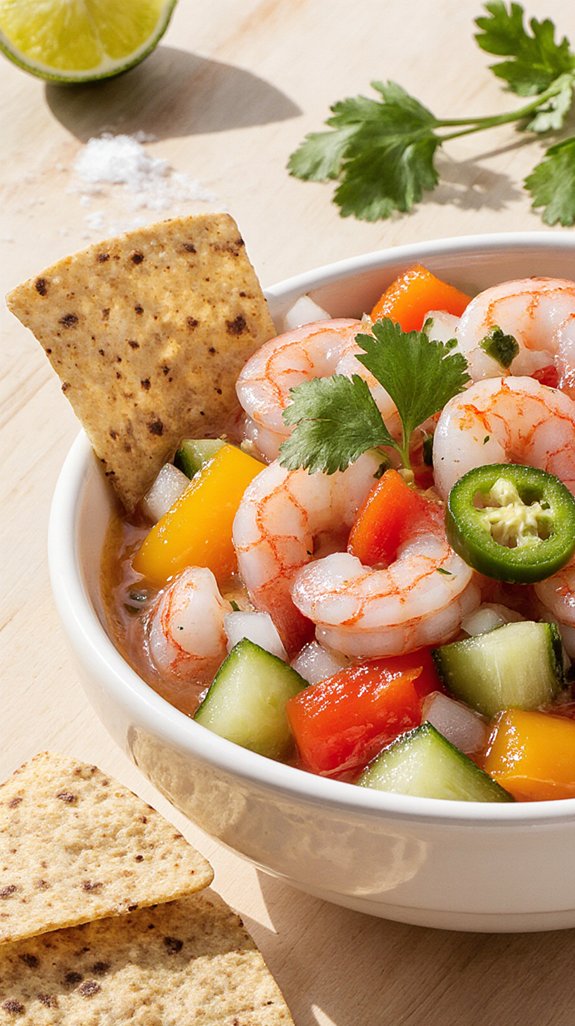 vibrant shrimp ceviche preparation