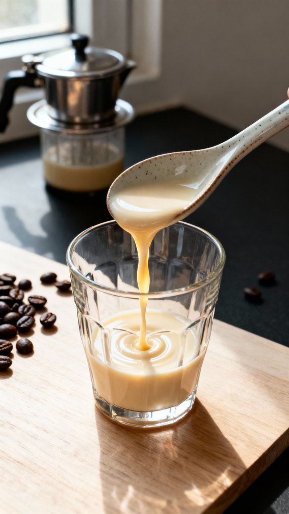 add condensed milk first