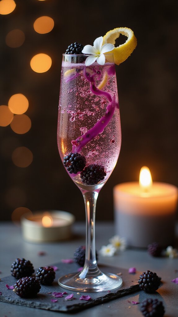 berry infused romantic champagne cocktail