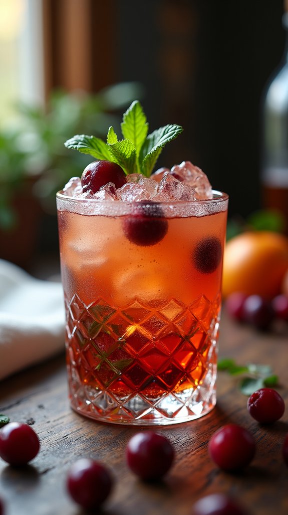 bourbon cranberry mint muddled