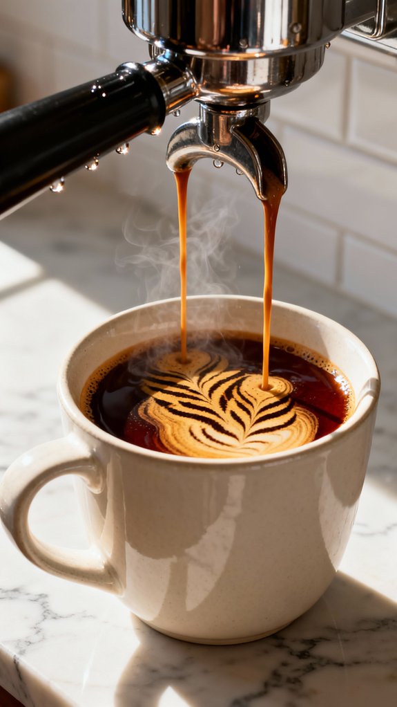 brew espresso into mug