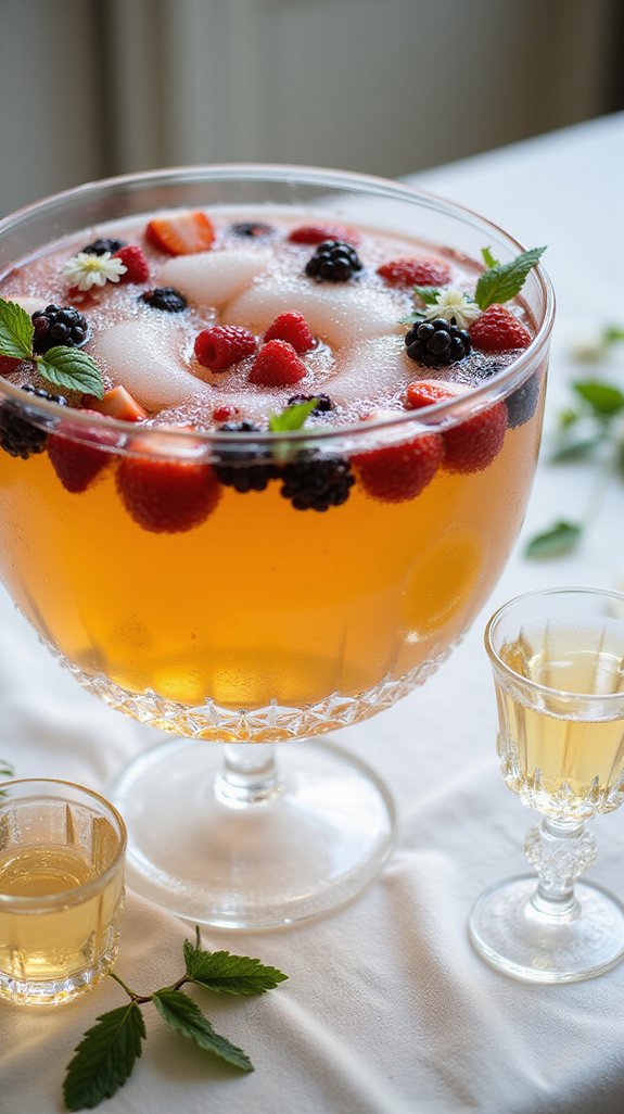 champagne punch with berries