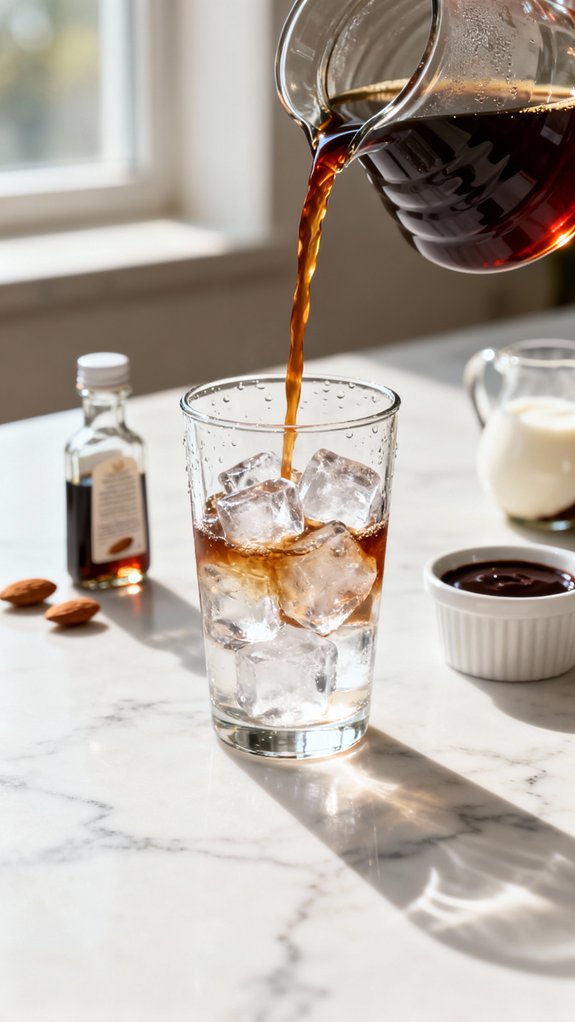 chilled coffee over ice
