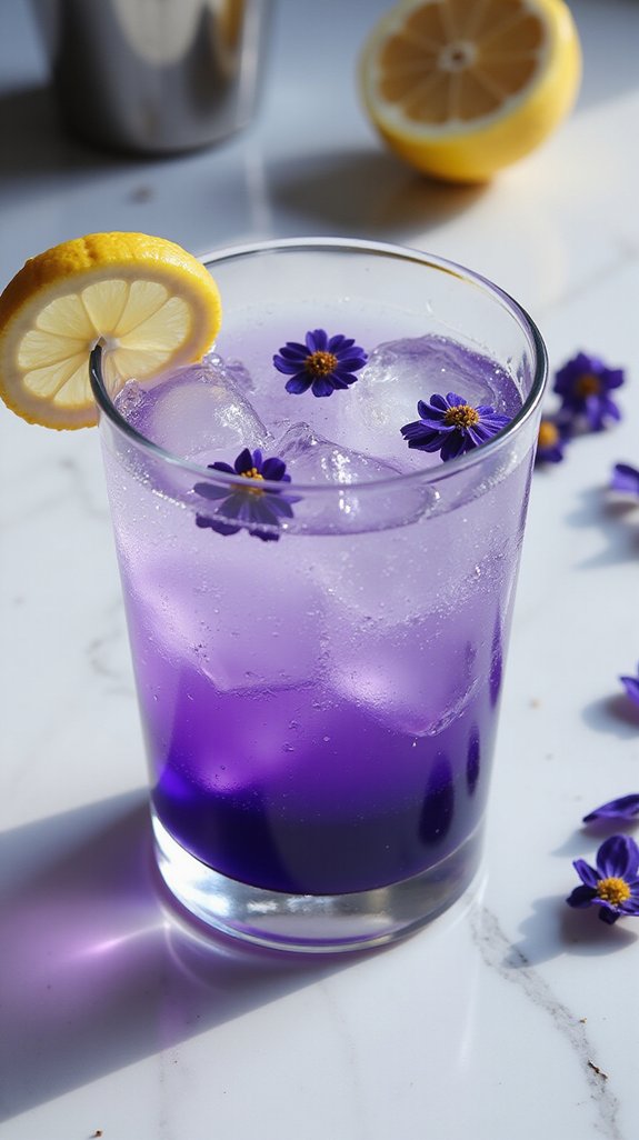color changing floral gin cocktail
