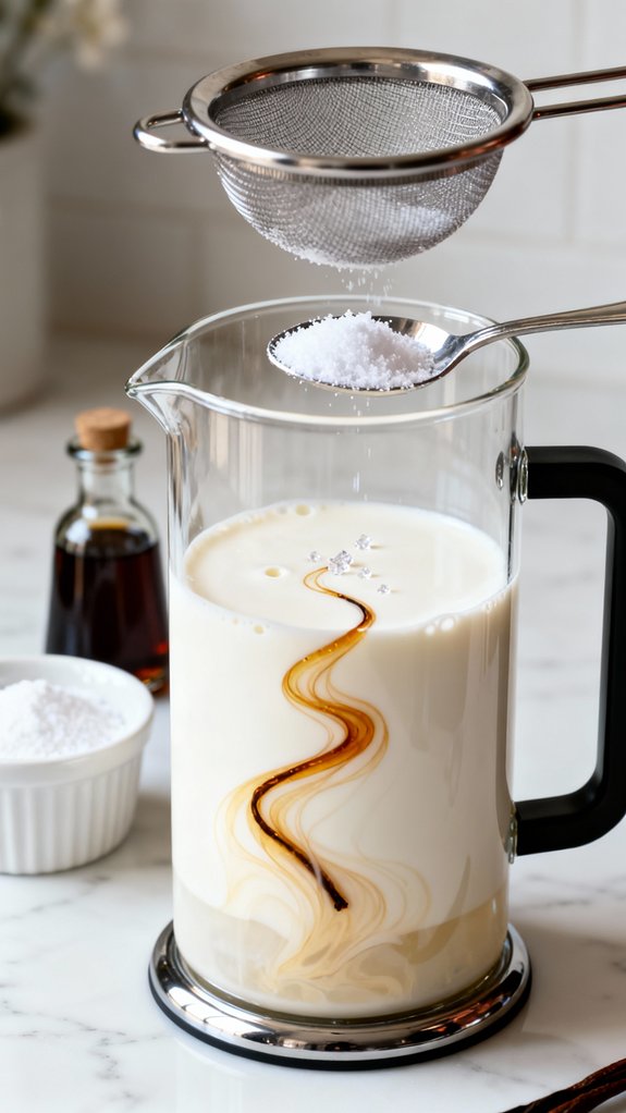 combine cream milk vanilla