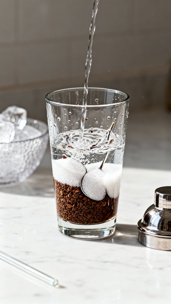 combine instant coffee sugar