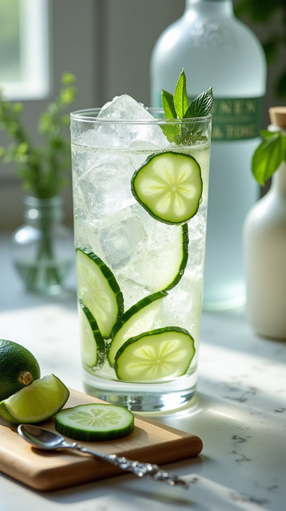 cucumber infused low calorie cocktail