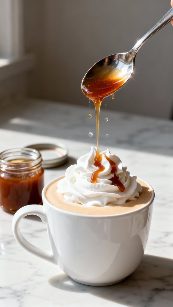 drizzle toffee sauce artfully