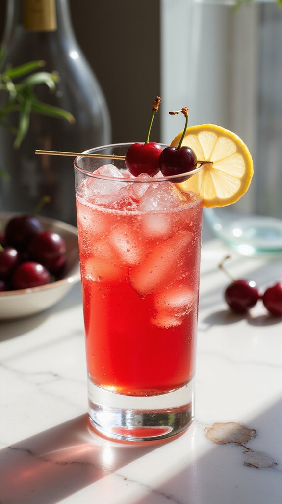 effervescent cherry vodka cocktail