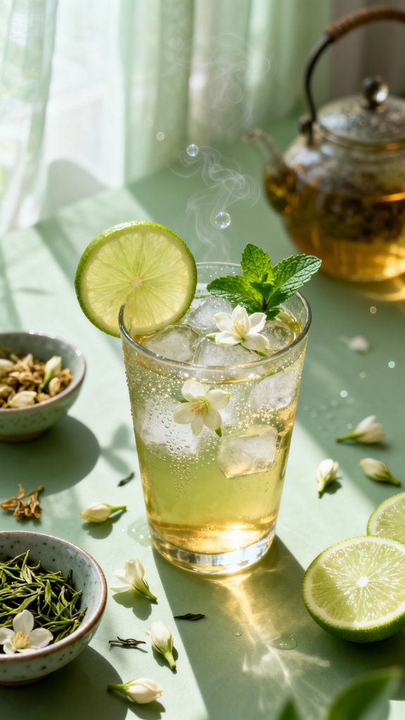 elegant botanical tea mocktail