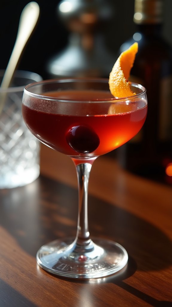elegant cherry infused manhattan cocktail