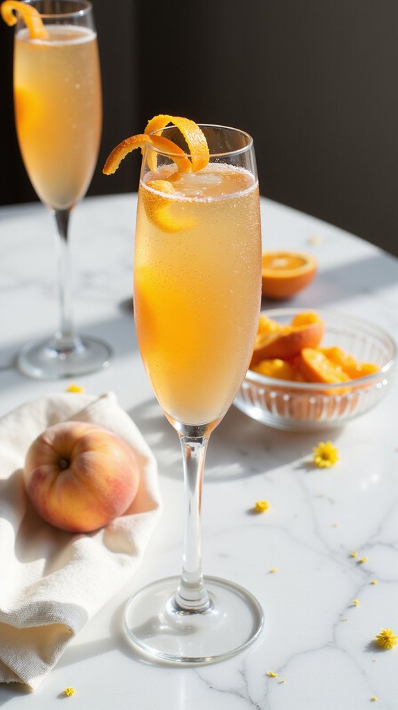 elegant peach infused brunch cocktail