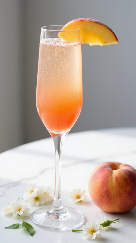 elegant peachy sparkling cocktail
