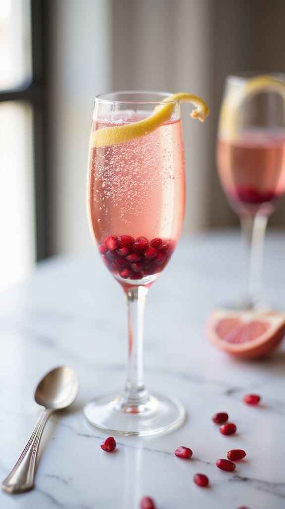 elegant pomegranate champagne cocktail